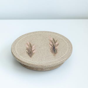 Cake stand pottery. Signed by artist footed stand