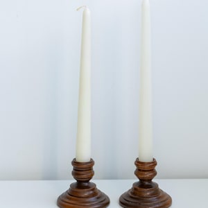 Set of two wooden candle holders
