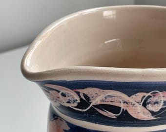 陶器のピッチャーまたは青とピンクの抽象的なデザイン - Etsy 日本