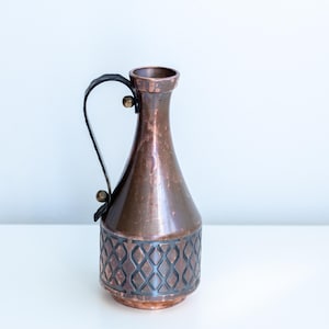 Frieling Zinn West Germany handled copper brass small jug , pitcher , vase black mid century design
