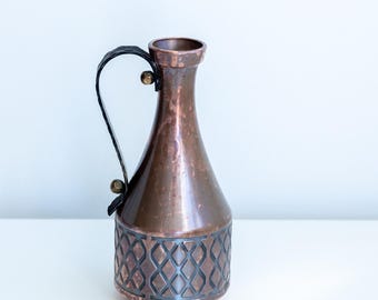 ヴィンテージ銅真鍮水差し、銅ピッチャー、ヨーロッパの古い