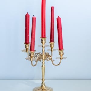 Vintage Brass Candelabra 5 Arm Candleholder