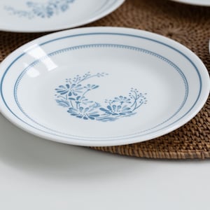 Colonial Mist Corelle di Corning set di 4 piatti per pane e burro con fiori blu e fascia blu