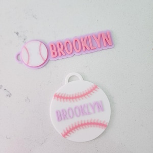 Baseball Taschenanhänger | Tball Anhänger | 3D gedruckter Anhänger | Personalisierte Baseball Namensschild