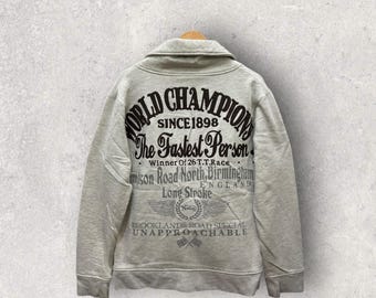 Sudadera con capucha y logotipo bordado de campeones del mundo de Norton vintage, talla XL