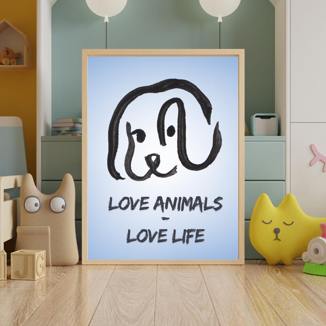 Cute Dog Art Print, Poster Digital About Animals, Animal Rights Decor ...