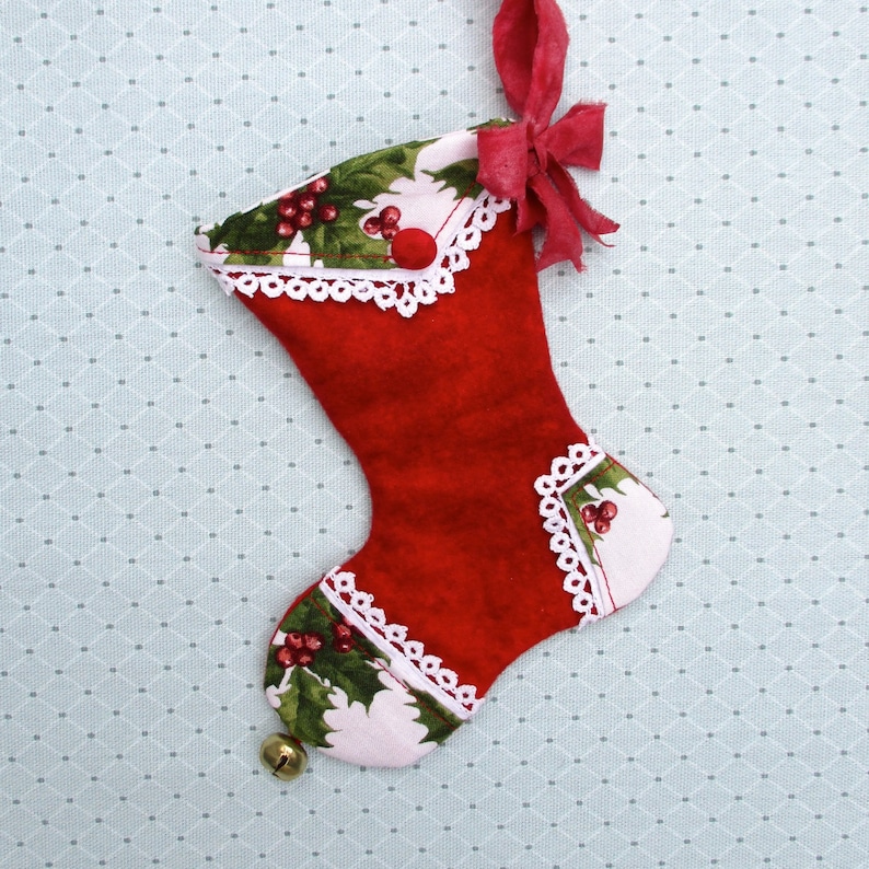 Mini Christmas Stocking Gift Card Holder Traditional Red and Etsy
