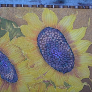 Thanksgiving Sunflower Wall Hanging Hand Painted Art Quilt We Gather Together to Ask the Lord's Blessing image 4