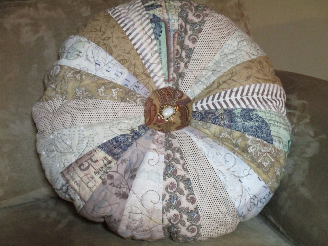 Round Quilted Pillow Large Neutral Color 20 Pillow Etsy