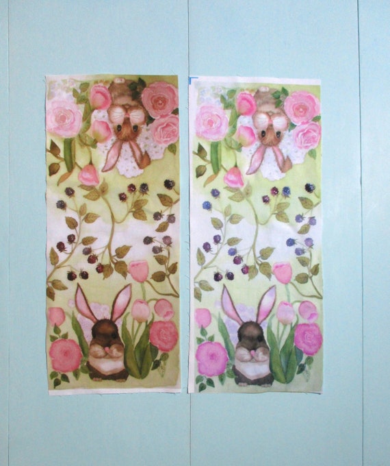 Bunnies Spoonflower Print of Hand Painted Fabric Quiltsy Handmade