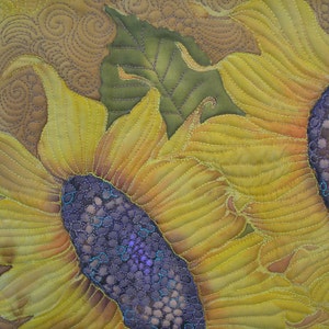 Thanksgiving Sunflower Wall Hanging Hand Painted Art Quilt We Gather Together to Ask the Lord's Blessing image 3