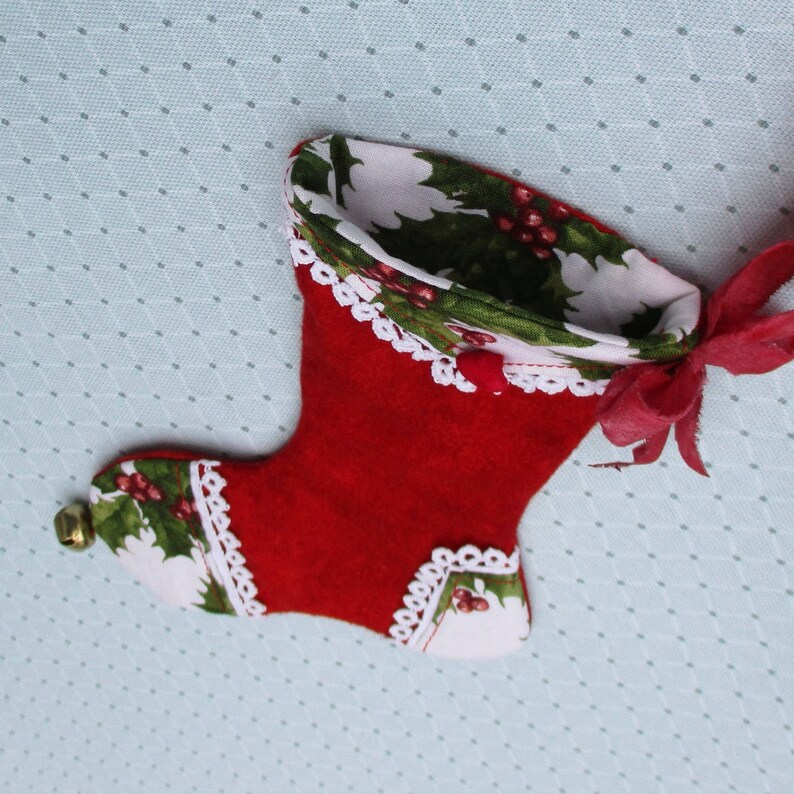 Mini Christmas Stocking Gift Card Holder Traditional Red and Etsy