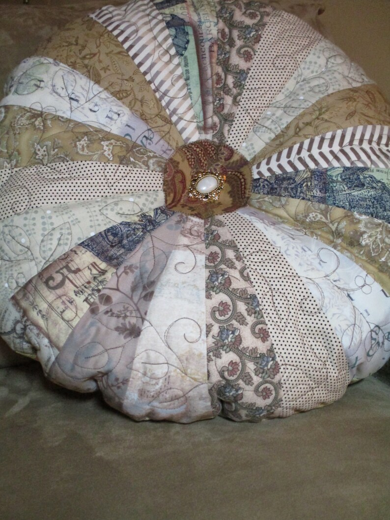 Round Quilted Pillow Large Neutral Color 20 Pillow Etsy