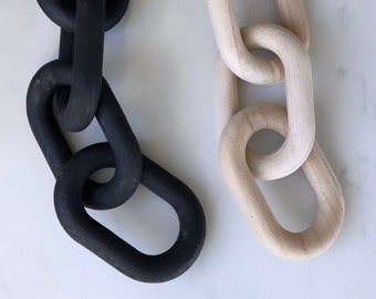 Wood Chain Links in Natural or Black | Paulownia Wood | Home Decor | Minimalist