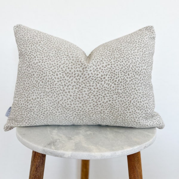 Subtle Animal Print Pillow Cover | Neutral Linen Color | Chenille | Leopard Print | 13 x 19 | 20 x 20 | 22 x 22