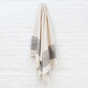 Cotton Turkish Towel bath linens pool or beach towel with fringe striped blanket or throw image 1
