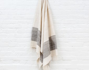 Cotton Turkish Towel | bath linens | pool or beach towel with fringe | striped | blanket or throw