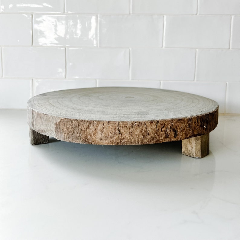 Paulownia Wood Riser Grey or Natural Small or Medium Decorative Tray Home Decor Kitchen Accent Medium Grey - 12 Zoll