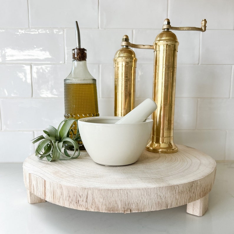 Paulownia Wood Riser Grey or Natural Small or Medium Decorative Tray Home Decor Kitchen Accent Bild 1