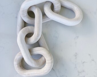 White Wash Wood Chain Link | Home Decoration | Home Decor Figure | Ornament