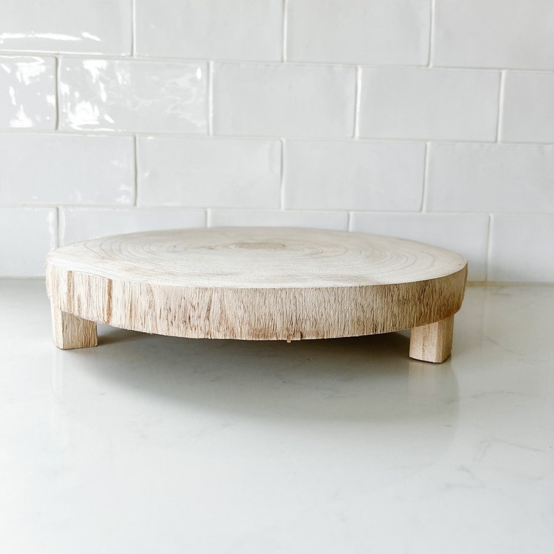 Paulownia Wood Riser Grey or Natural Small or Medium Decorative Tray Home Decor Kitchen Accent Medium Natural - 12 Zoll