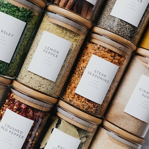 Minimalist and Modern Spice Jar Labels | 162 Labels | Black and White |