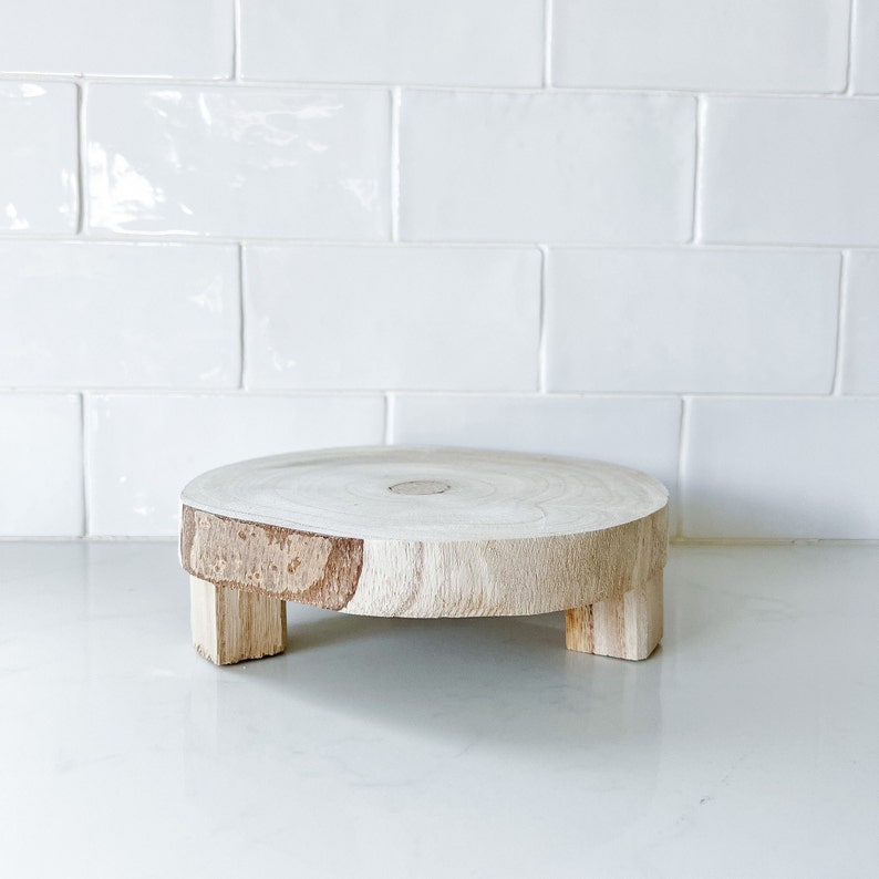 Paulownia Wood Riser Grey or Natural Small or Medium Decorative Tray Home Decor Kitchen Accent Small Natural - 7 Zoll