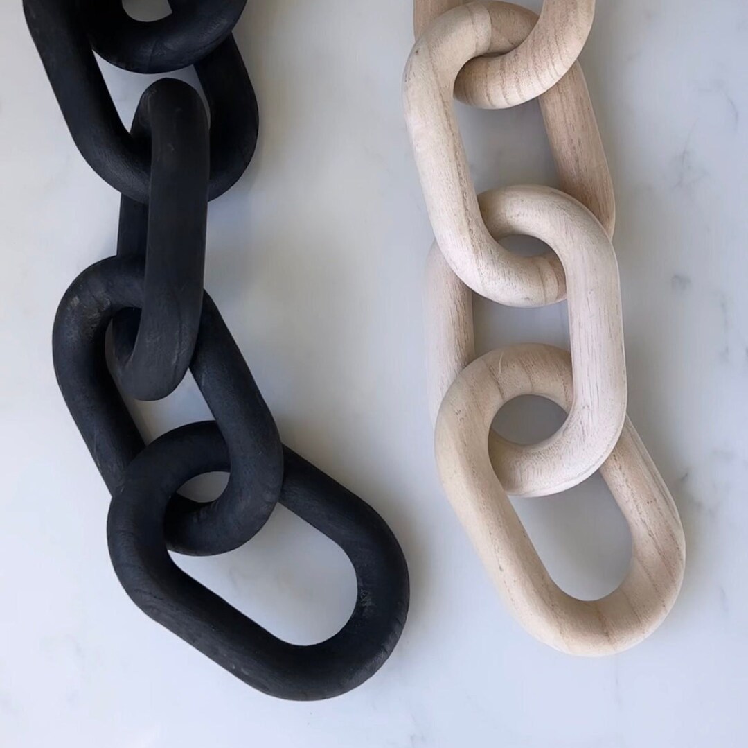Wood Chain Links in Natural or Black Paulownia Wood Home Decor