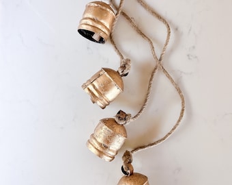 Gold Noah Bells | Holiday Door Hanger | Home Decor Accent | Christmas Decor | Murphy Bells | Rustic | Vintage | Set of 4 Bells