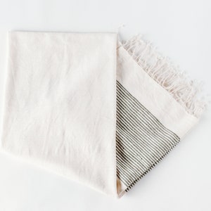 Cotton Turkish Towel bath linens pool or beach towel with fringe striped blanket or throw image 3