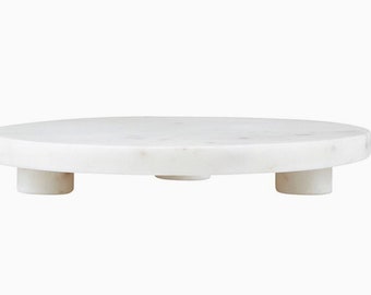 White Marble Footed Tray