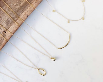 Gold Minimalist Dainty Boho Necklace Pendant Chain for Women | Tear drop | Oval | 925 Sterling Silver | 18K gold plated