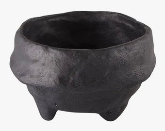 Black Footed Paper Mache Bowl