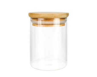 Glass Spice Jars with Bamboo Lid | 4oz | 120ml | Organize | Kitchen Organization | Herbs & Spices | Container | QTY: 5