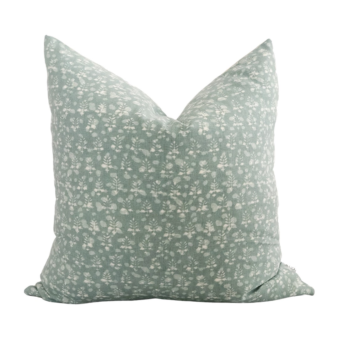 Floral Print Pillow Cover Celadon Sage Green 13 X 19 20 X 20 Throw