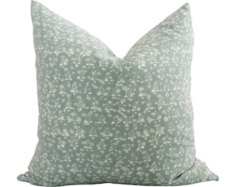 Floral Print Pillow Cover | Celadon | Sage Green | 13 x 19 | 20 x 20 | Throw Pillow for Spring | Home Decor