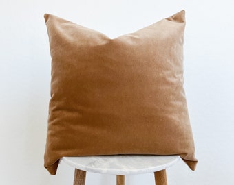 Velvet Nutmeg Pillow Cover | Lumbar 13 x 19 | 22 x 22 | 24 x 24 | Designer Home Decor