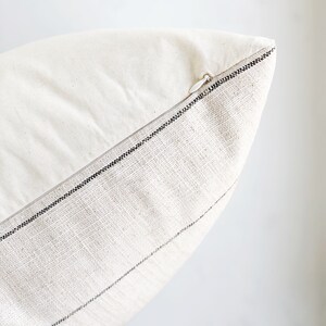 Modern Farmhouse Striped Designer Pillow Cover Minimalist Ivory and Black Neutral 24 x 24 22 x 22 image 3