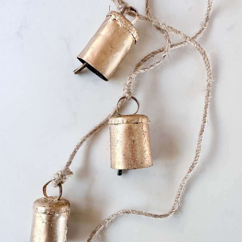 Gold Rustic Bells | Wreath Hanger | Christmas Holiday Decor | 6 Bell ...