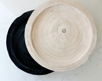 Paulownia Wood Tray | Shallow Bowl | Black | Natural | Minimalist | Home Decor