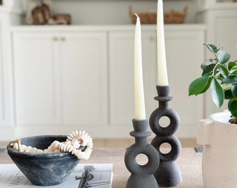 Candle Holder | Black | Abstract | Modern | Tapered Candlestick