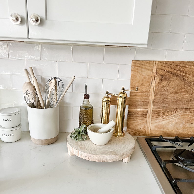 Paulownia Wood Riser Grey or Natural Small or Medium Decorative Tray Home Decor Kitchen Accent Bild 8