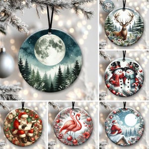 Plus de 20 ornements de Noël vintage Png, lot de Png d'ornements ronds de Noël rétro, motifs de sublimation d'hiver rétro, téléchargement numérique instantané