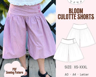 Patron de couture pour short culotte Bloom | Taille basse | Fermeture boutonnée (PDF numérique)