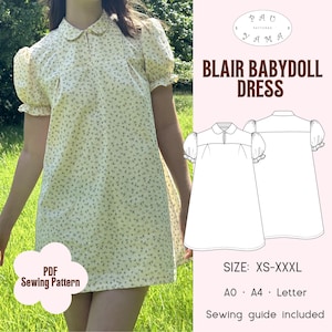 Naaipatroon babydolljurk Blair | Pofmouwen | XS-XXXL (digitale pdf)