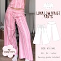 Luna Low Waist Pants Sewing Pattern | Pleats | Side Zipper (Digital PDF)