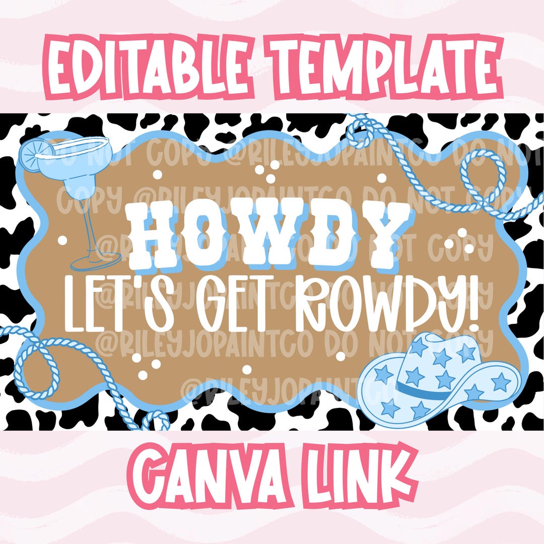 Rowdy Rodeo Sign Howdy Lets Get Rowdy Last Rodeo Western Bachelorette Editable Banner ...