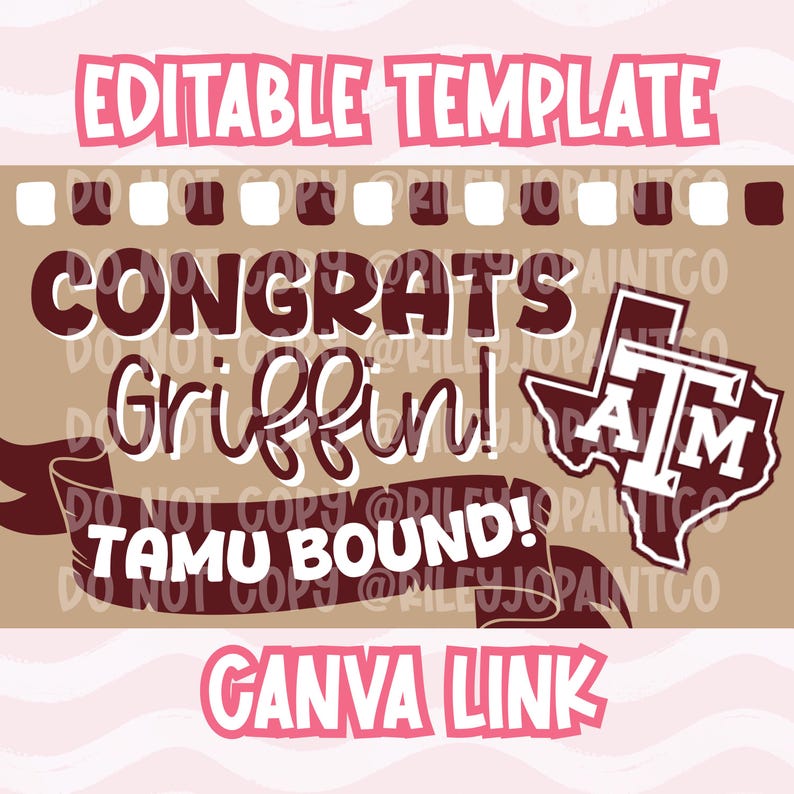 Texas A&M Aggie Graduation College Bound Banner Template - Digital ...