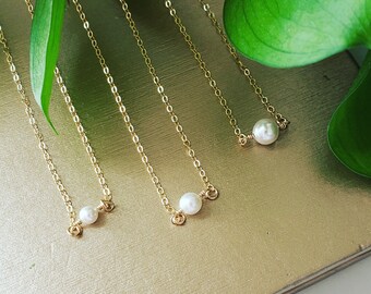 Pearl Choker Gift Set 3 Necklaces - 14k gold filled Mother Daughter Grandmother gift set 3 necklaces handmade by aden and claire jewelry
