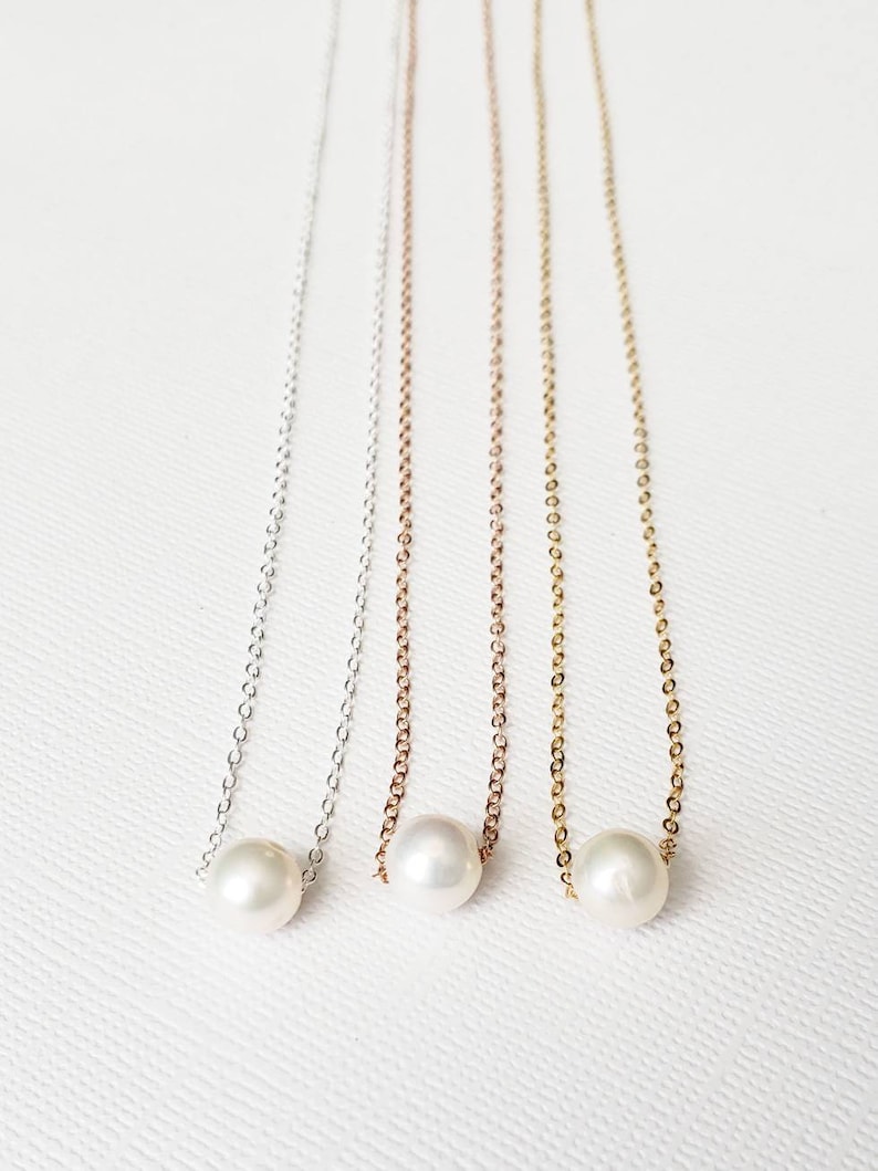 Single Freshwater Pearl Necklace in Sterling Silver Simple Etsy